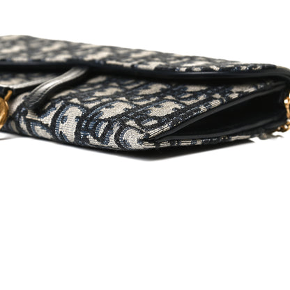 Christian Dior Oblique Saddle Chain Long Wallet Blue 10 of 14