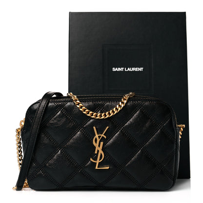 Saint Laurent Grained Lambskin Quilted Mini Becky Double Zip Bag Black 11 of 11