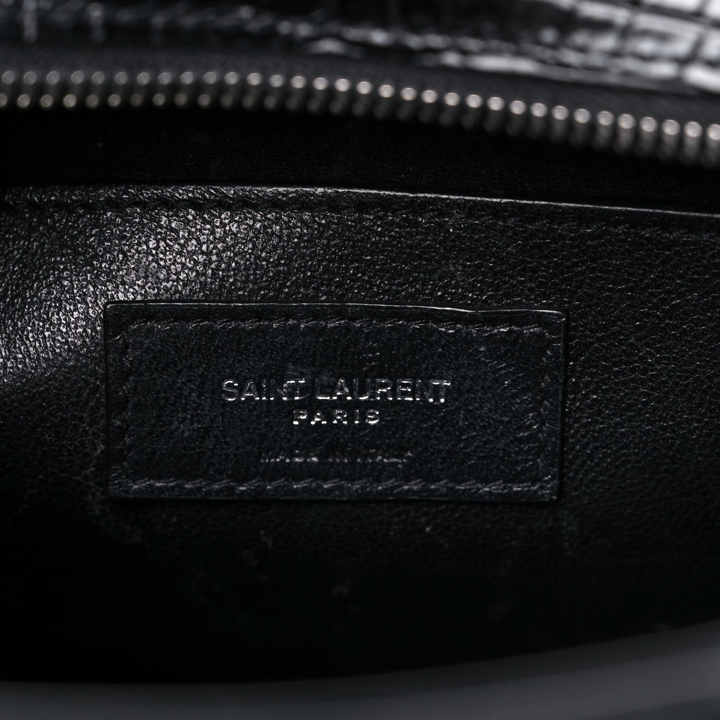 Calfskin Crocodile Embossed Small Uptown Tote Black