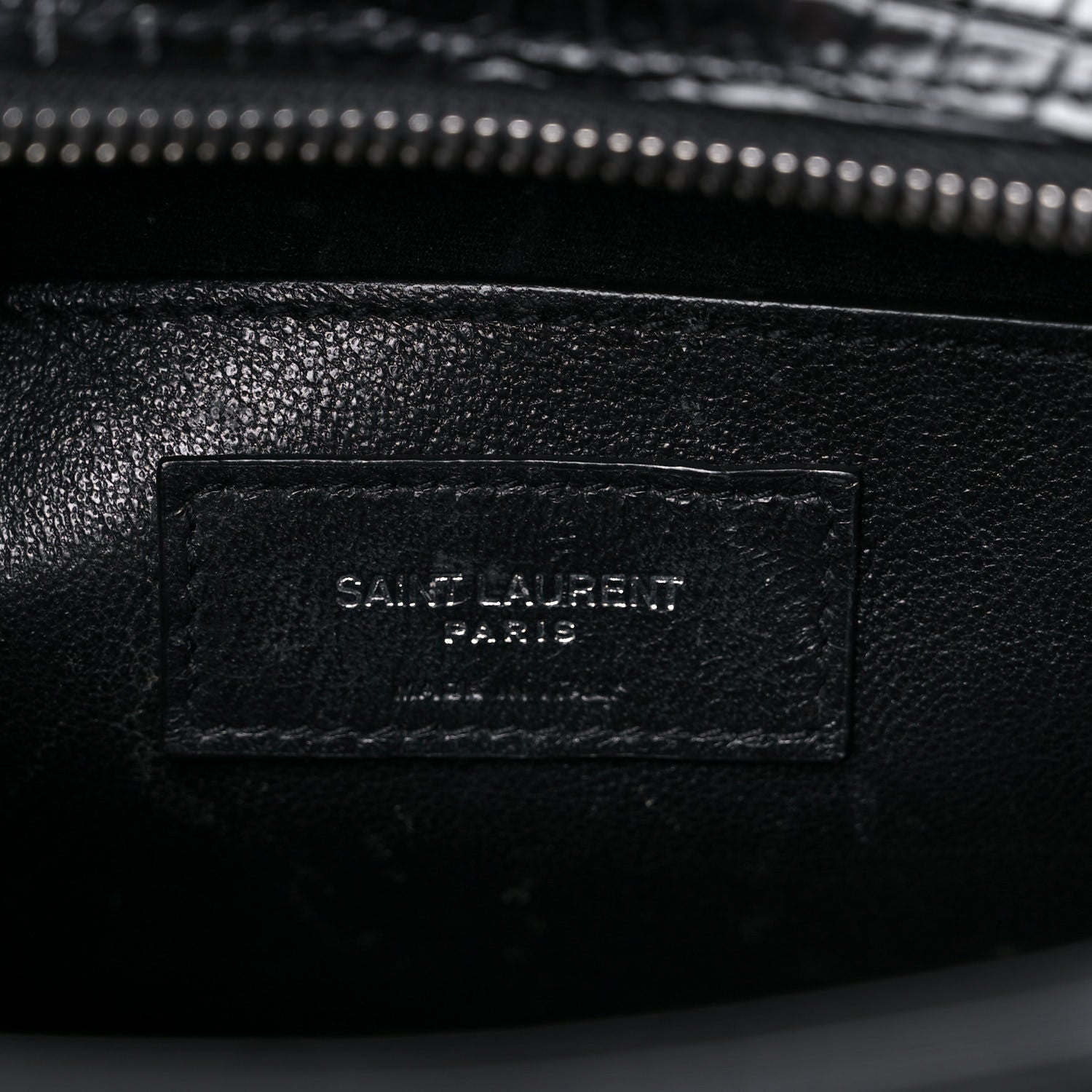 Saint Laurent Calfskin Crocodile Embossed Small Uptown Tote Black 6 of 23