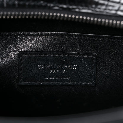 Saint Laurent Calfskin Crocodile Embossed Small Uptown Tote Black 6 of 23
