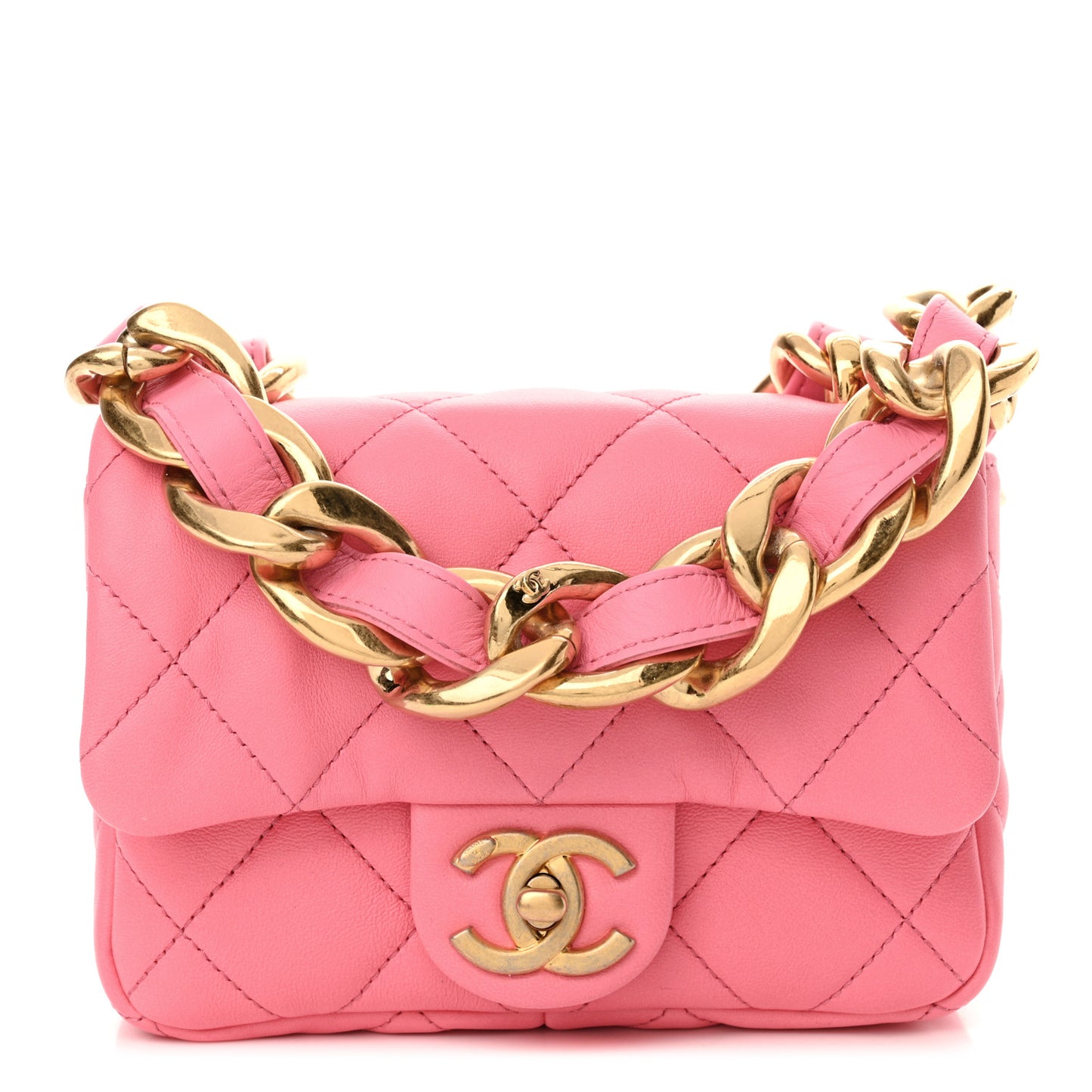 Lambskin Quilted Mini Funky Town Flap Pink