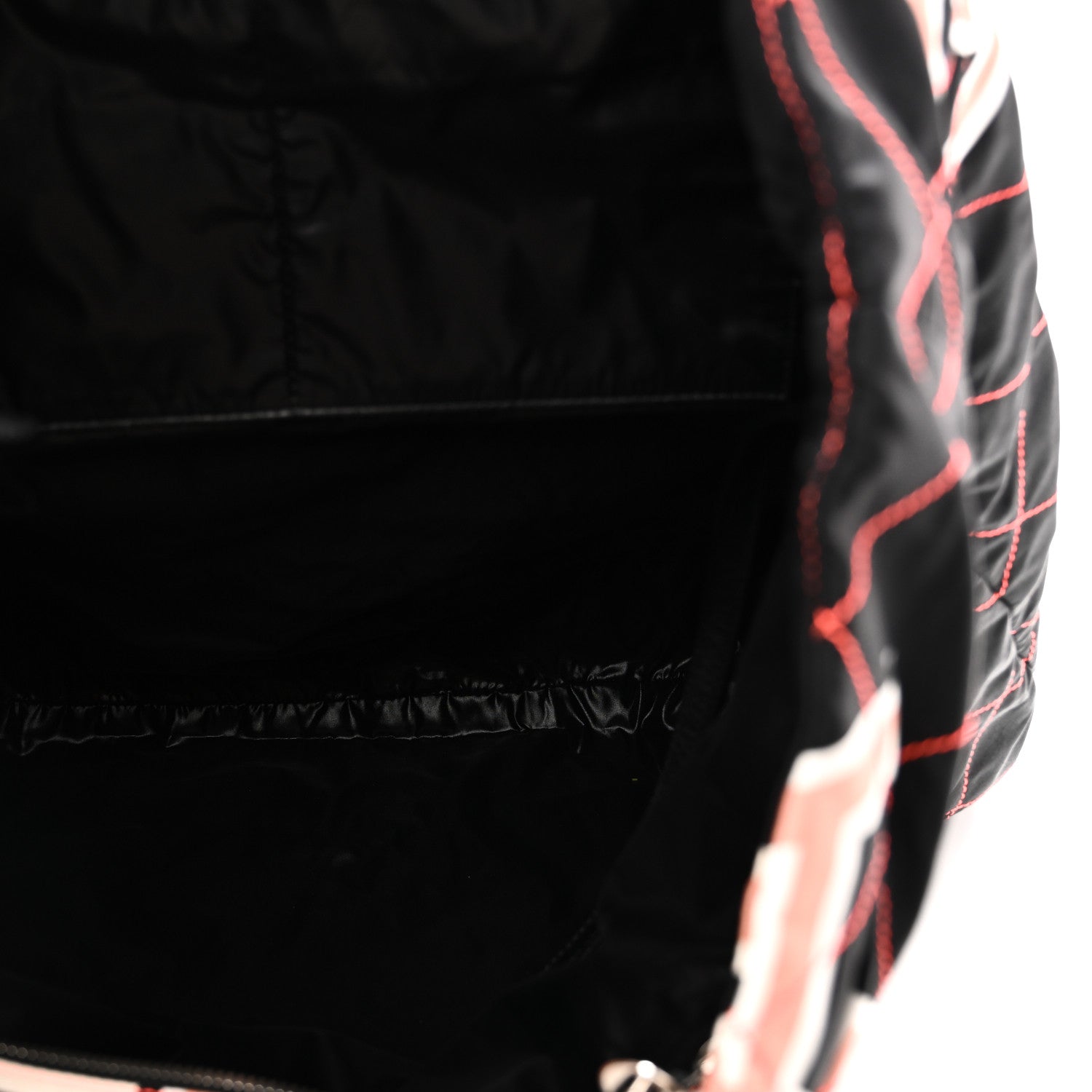 Chanel Nylon Stitched Printed Logo Shopping Bag Black White 5 of 10