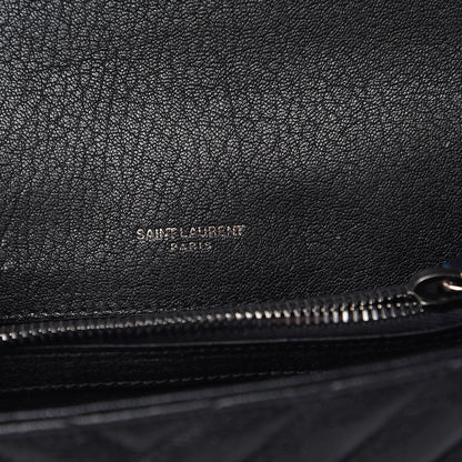 Saint Laurent Sheepskin Matelasse Chevron Monogram Medium College Bag Black 6 of 10