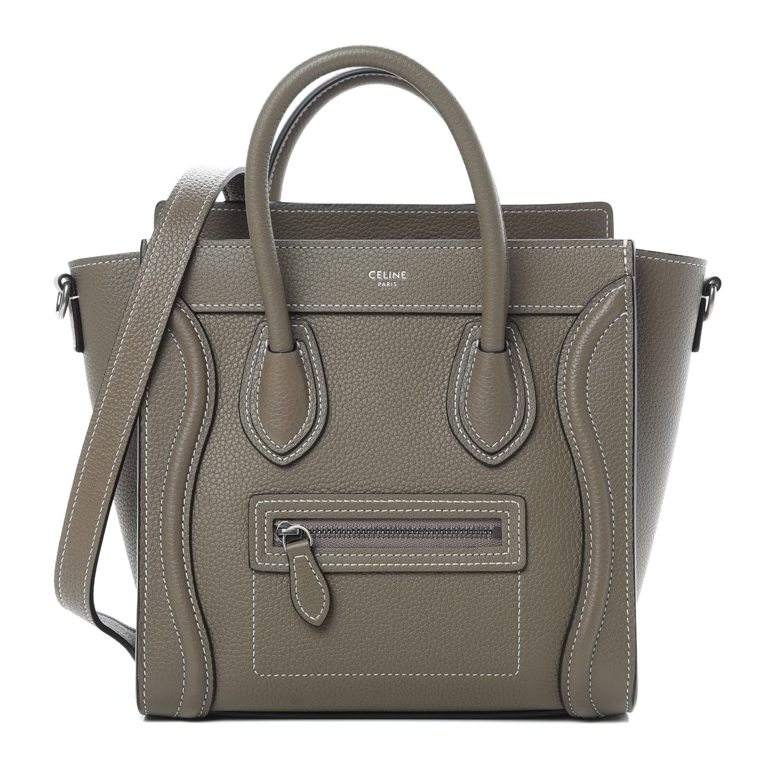 Celine Drummed Calfskin Nano Luggage Souris 1 of 11