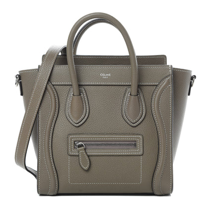 Celine Drummed Calfskin Nano Luggage Souris 1 of 11