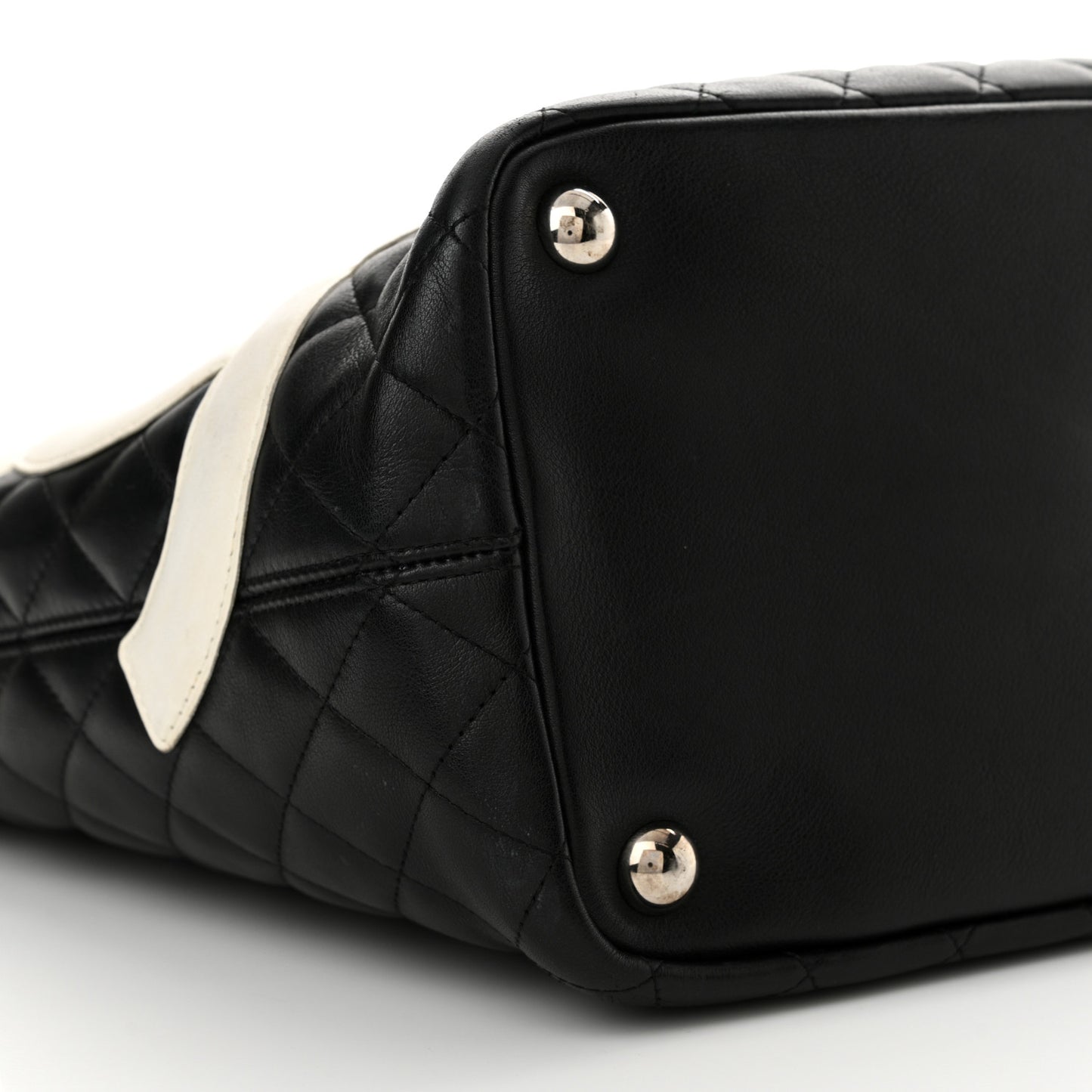 Calfskin Quilted Large Cambon Tote Black White