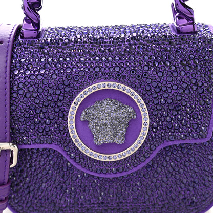 Versace Satin Crystal Studded Mini La Medusa Bag Purple 8 of 11