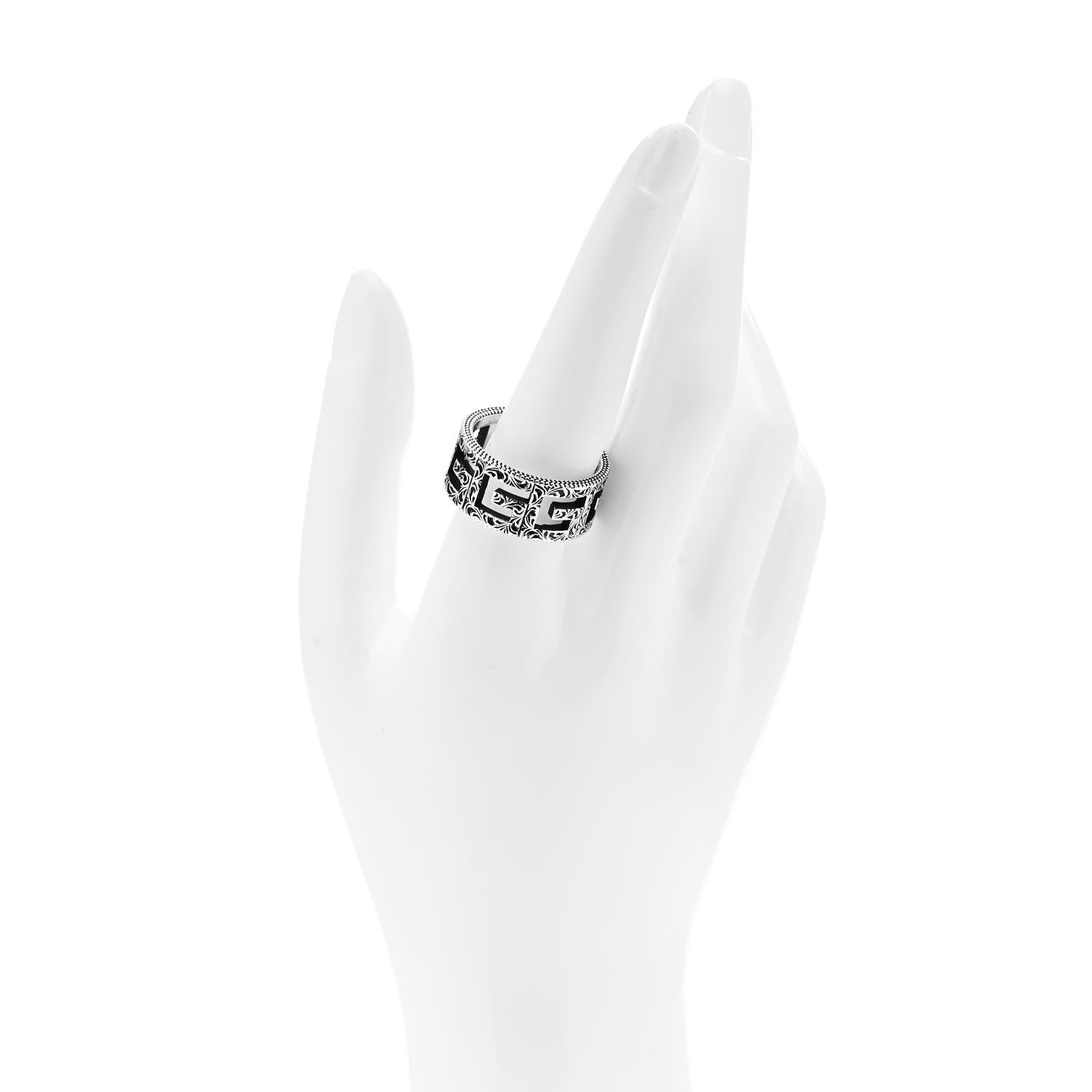 Gucci Sterling Silver Wide Square G Band Ring 63 10.5 2 of 6