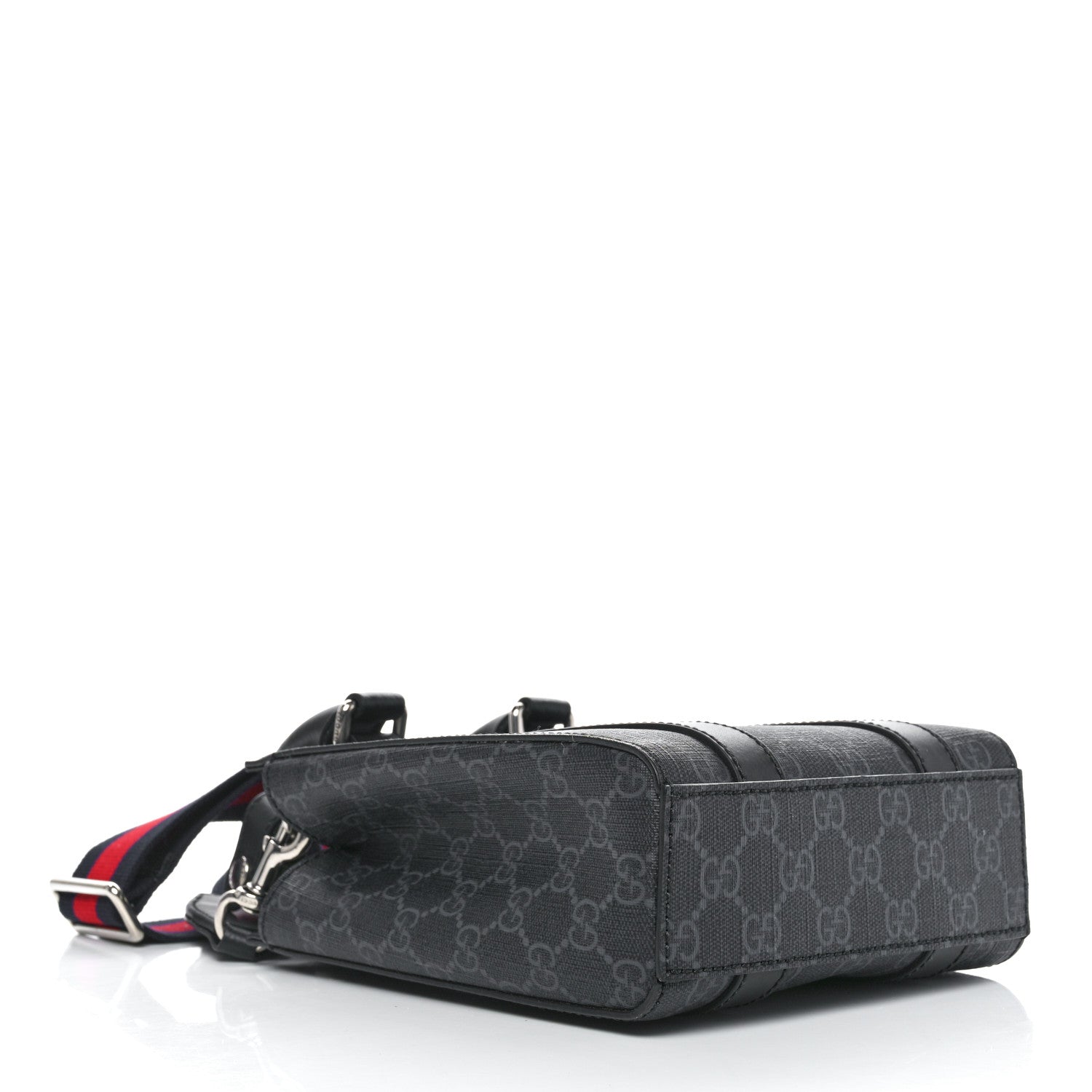 Gucci GG Supreme Monogram Appia Calfskin Web Mini Tote Bag Black 4 of 10