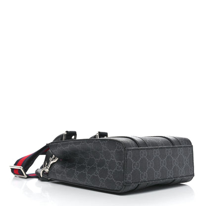 Gucci GG Supreme Monogram Appia Calfskin Web Mini Tote Bag Black 4 of 10