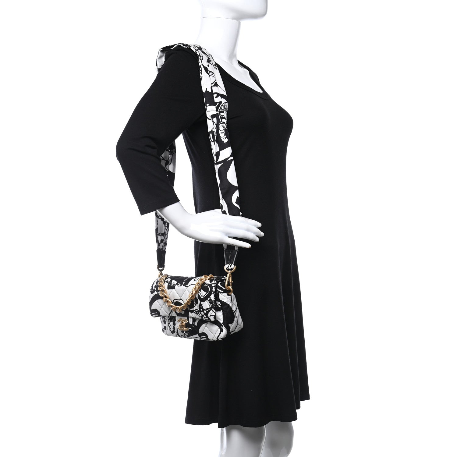 Chanel Canvas Printed Deer Coco Mini Single Flap Gray Black 2 of 11