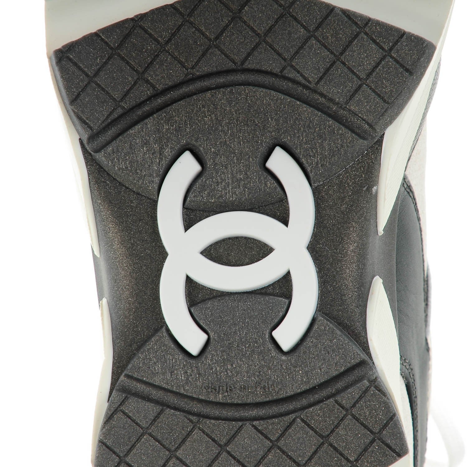 Chanel Suede Calfskin CC Sneakers 37.5 White Grey 6 of 8
