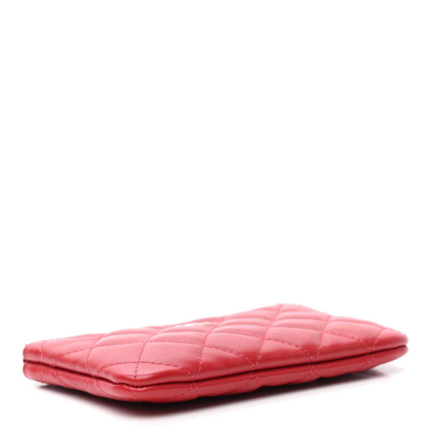 Lambskin Quilted Small Cosmetic Case Red