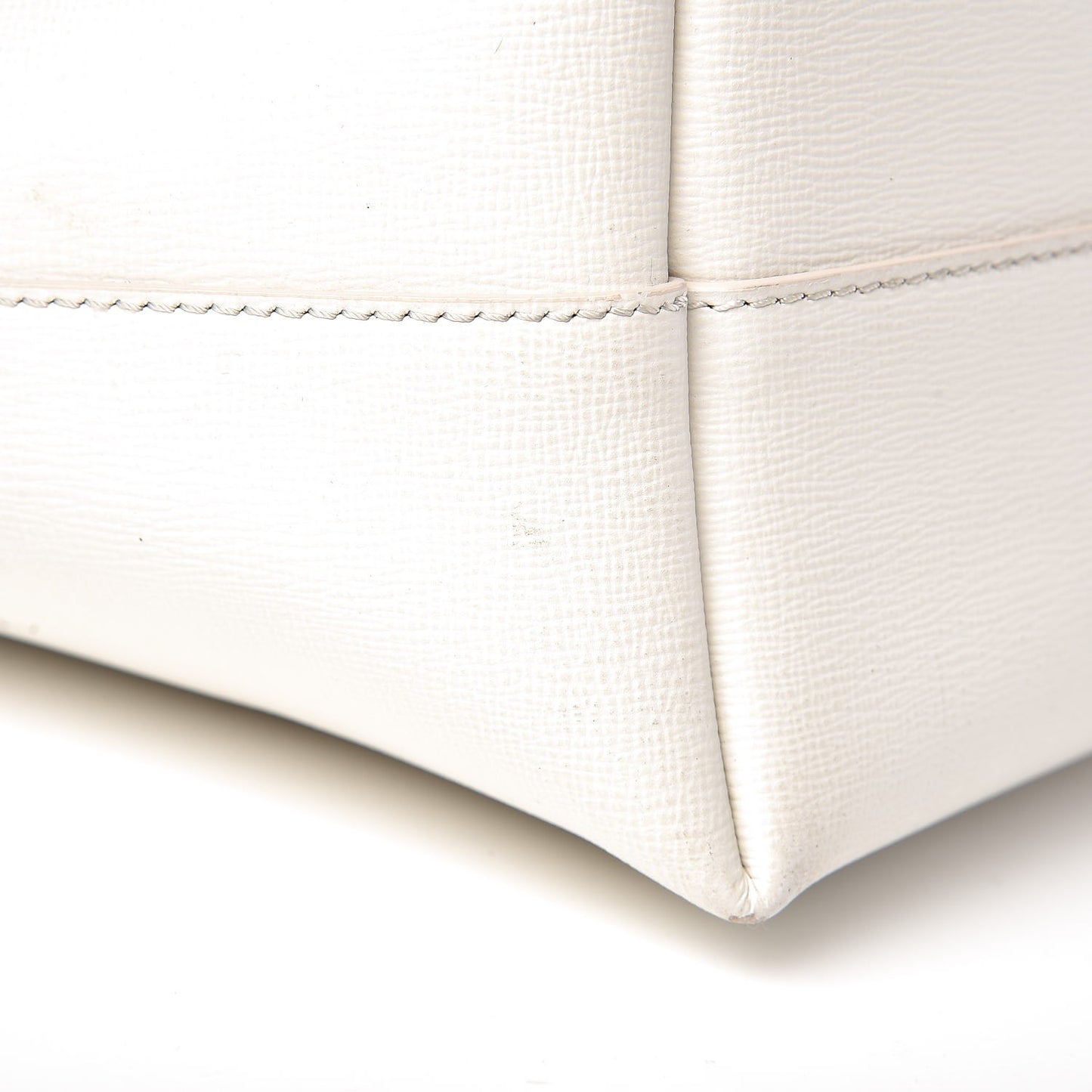 Grained Calfskin Small T Tote White