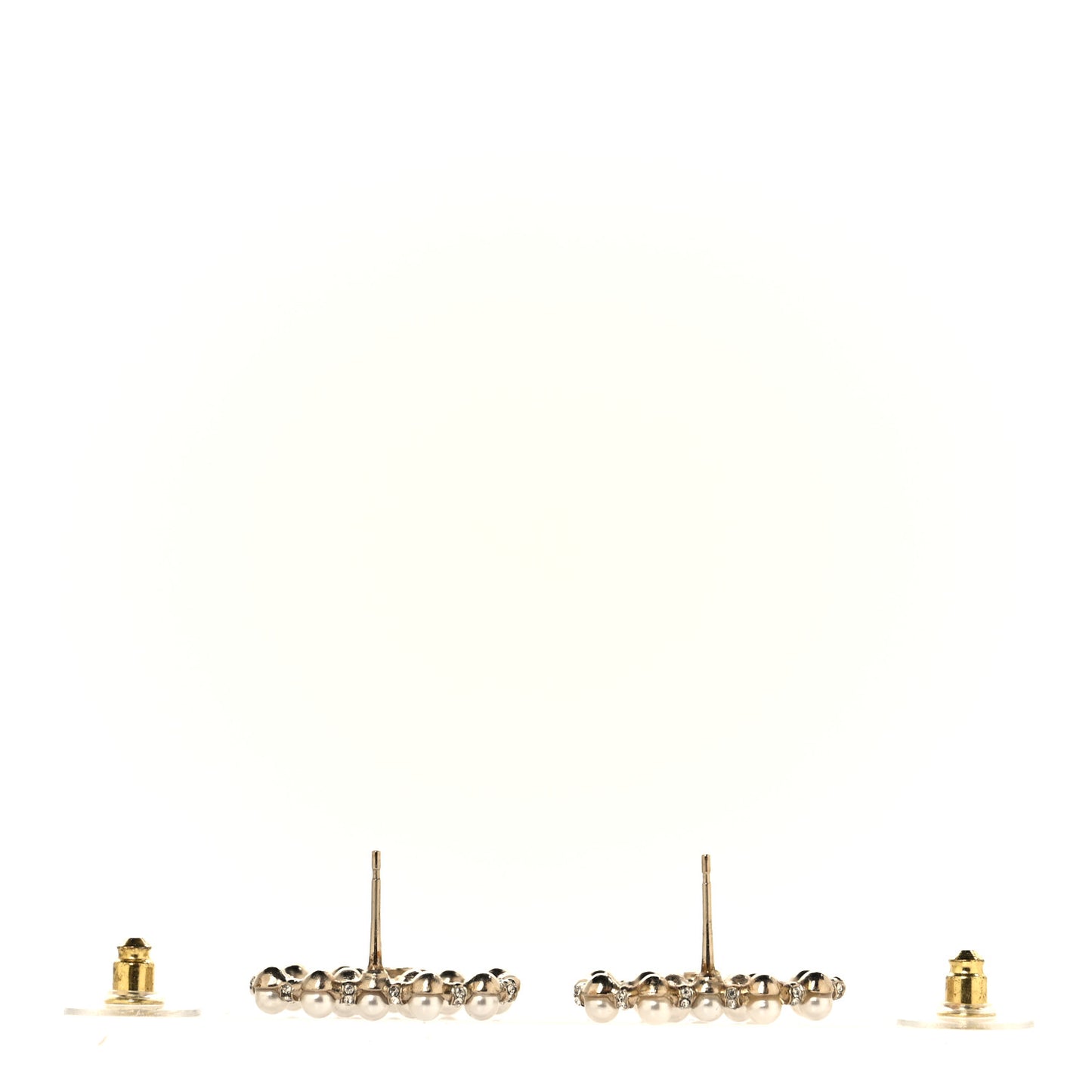Pearl Crystal CC Earrings Gold