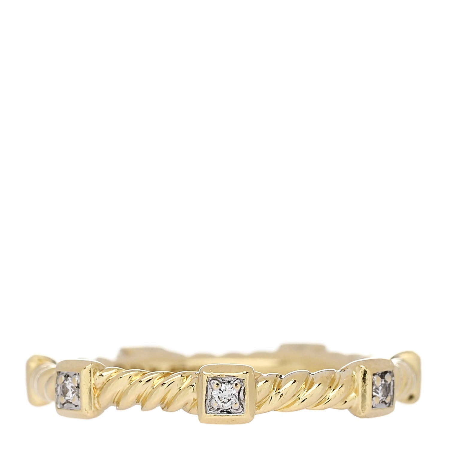David Yurman 18K Yellow Gold Diamond Cable Collectibles Stack Ring 52 6 1 of 4