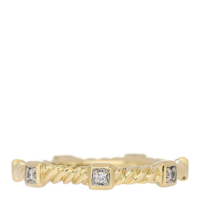 David Yurman 18K Yellow Gold Diamond Cable Collectibles Stack Ring 52 6 1 of 4