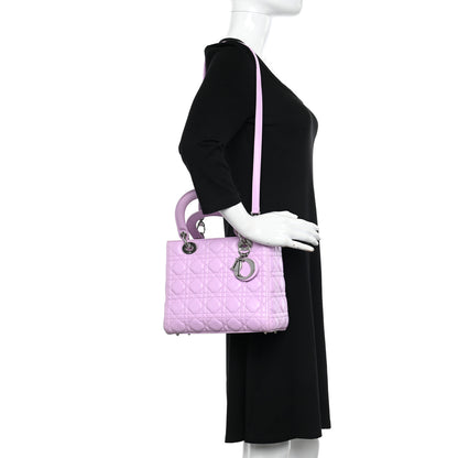Christian Dior CHRISTIAN DIOR Lambskin Cannage Medium Lady Dior Purple 2 of 12