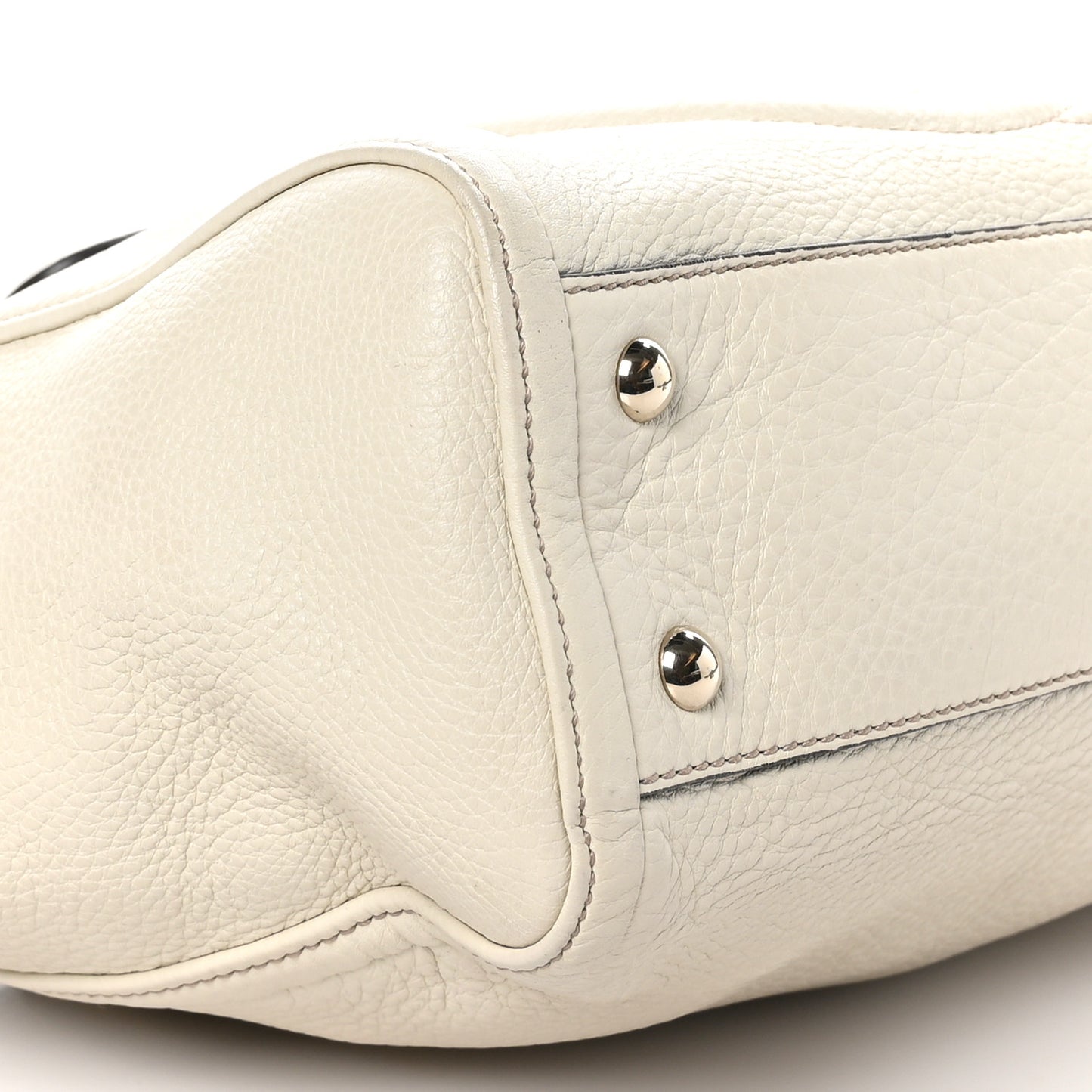 Pebbled Calfskin Small Soho Top Handle Bag Off White