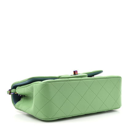 Chanel Lambskin Quilted Mini Rectangular Flap Green Blue 3 of 9