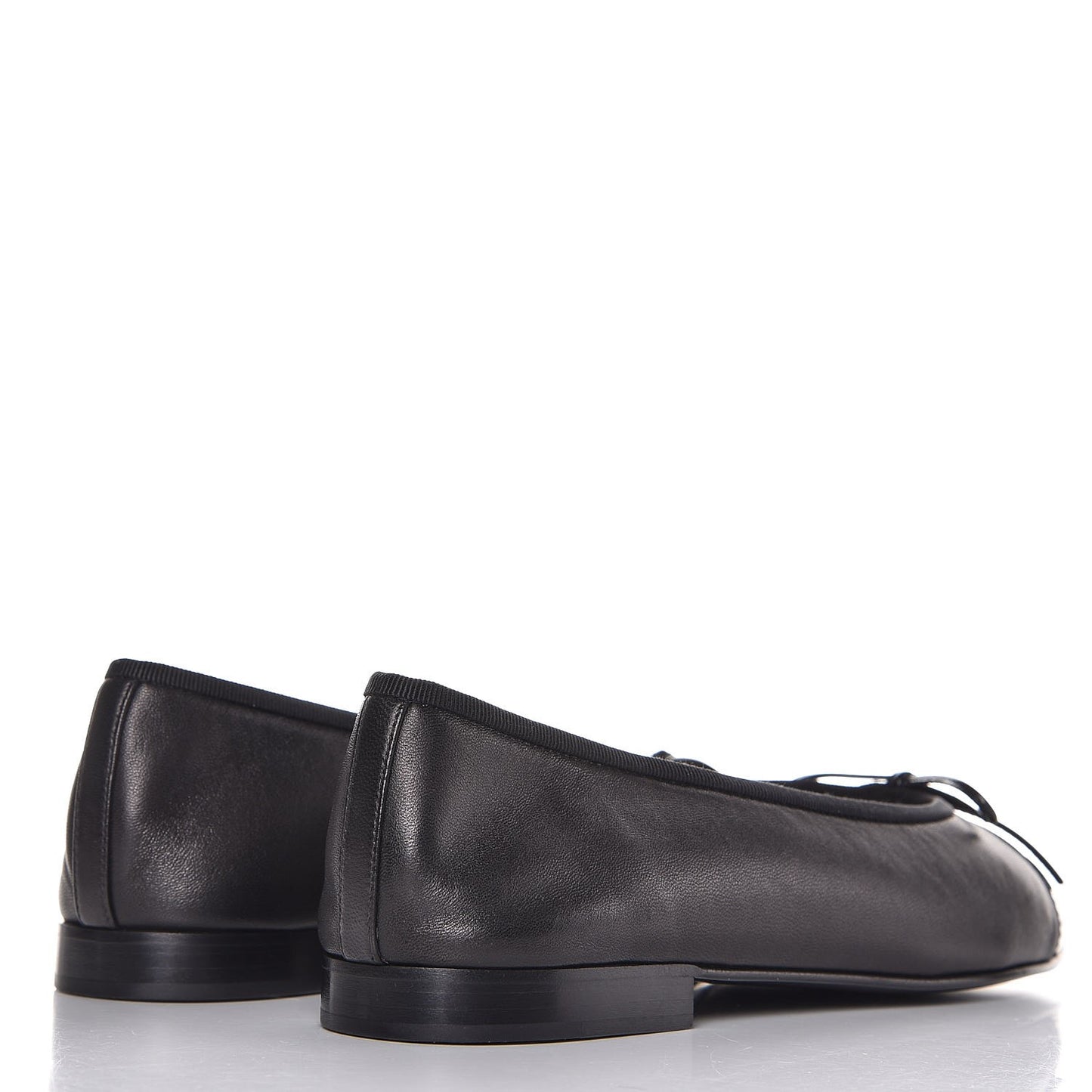 Lambskin Patent Cap Toe Ballerina Flats 40.5 Black