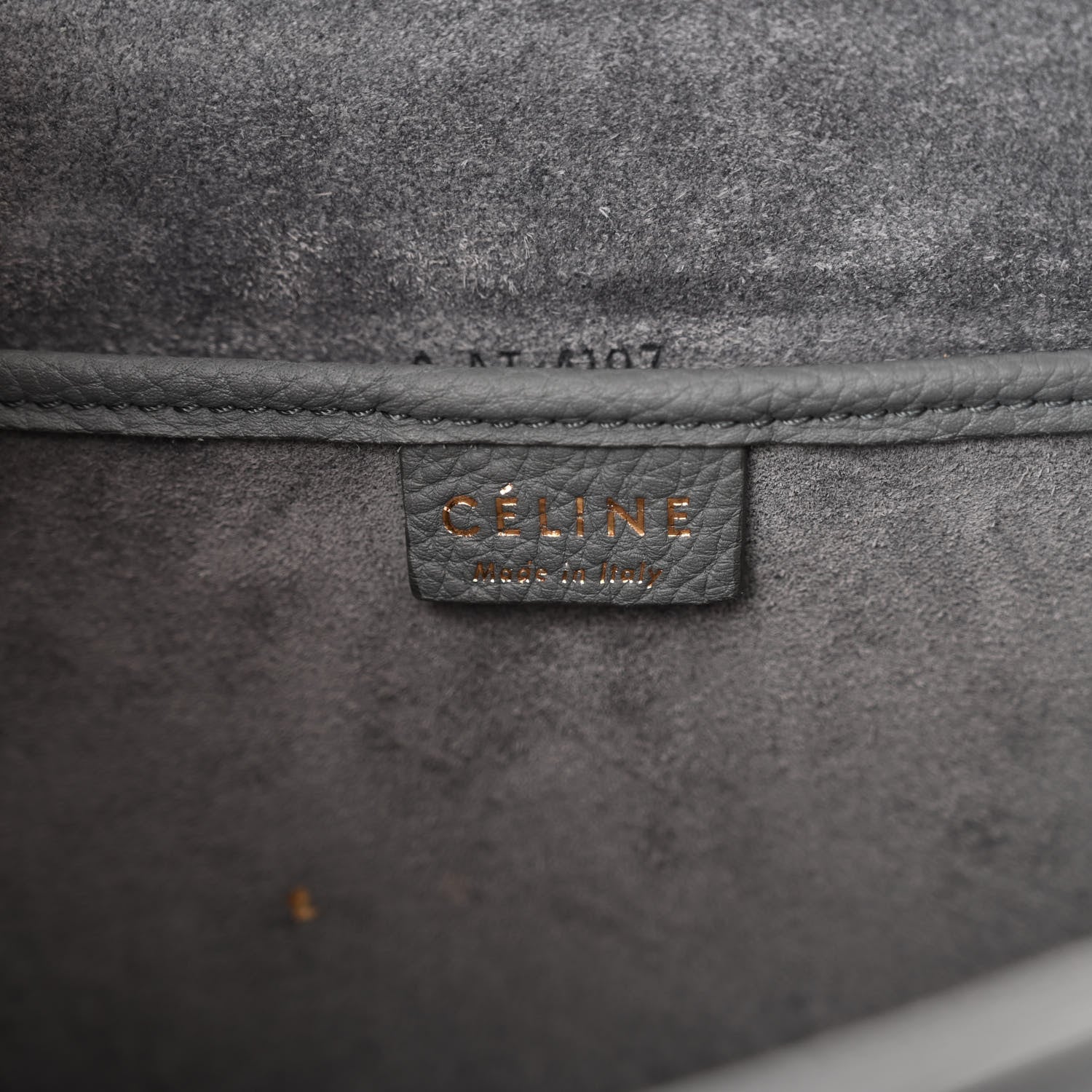 Celine Drummed Calfskin Nano Luggage Kohl 6 of 13