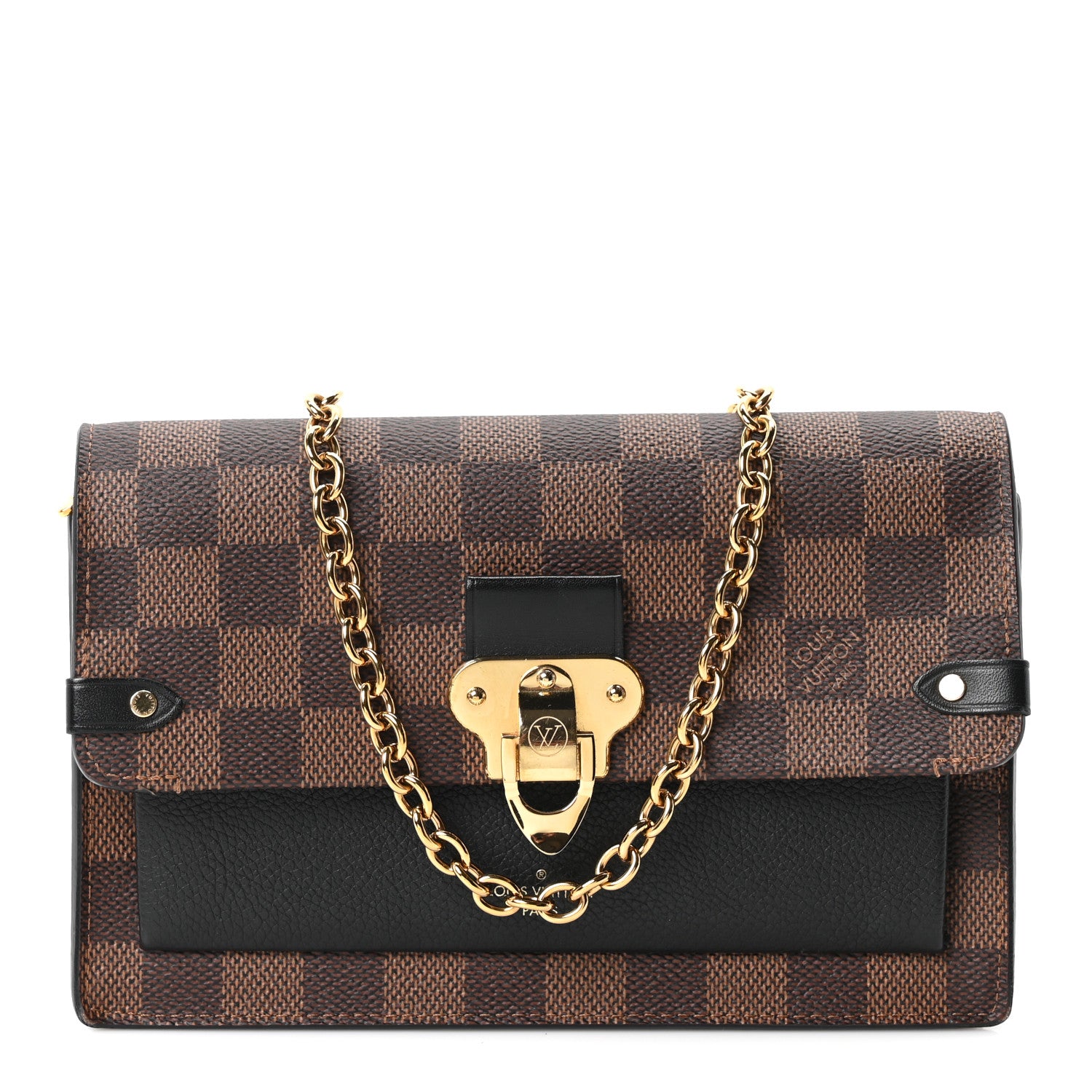 Louis Vuitton Damier Ebene Vavin Chain Wallet Black 1 of 17