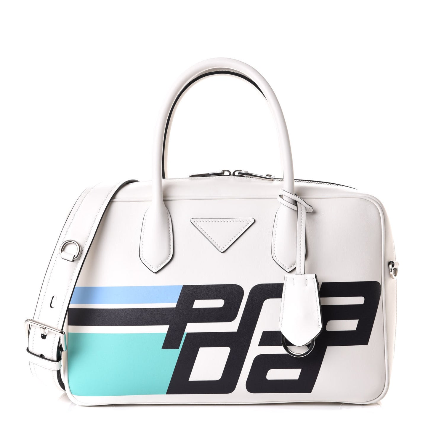 City Calfskin Racing Logo Bowler White Black