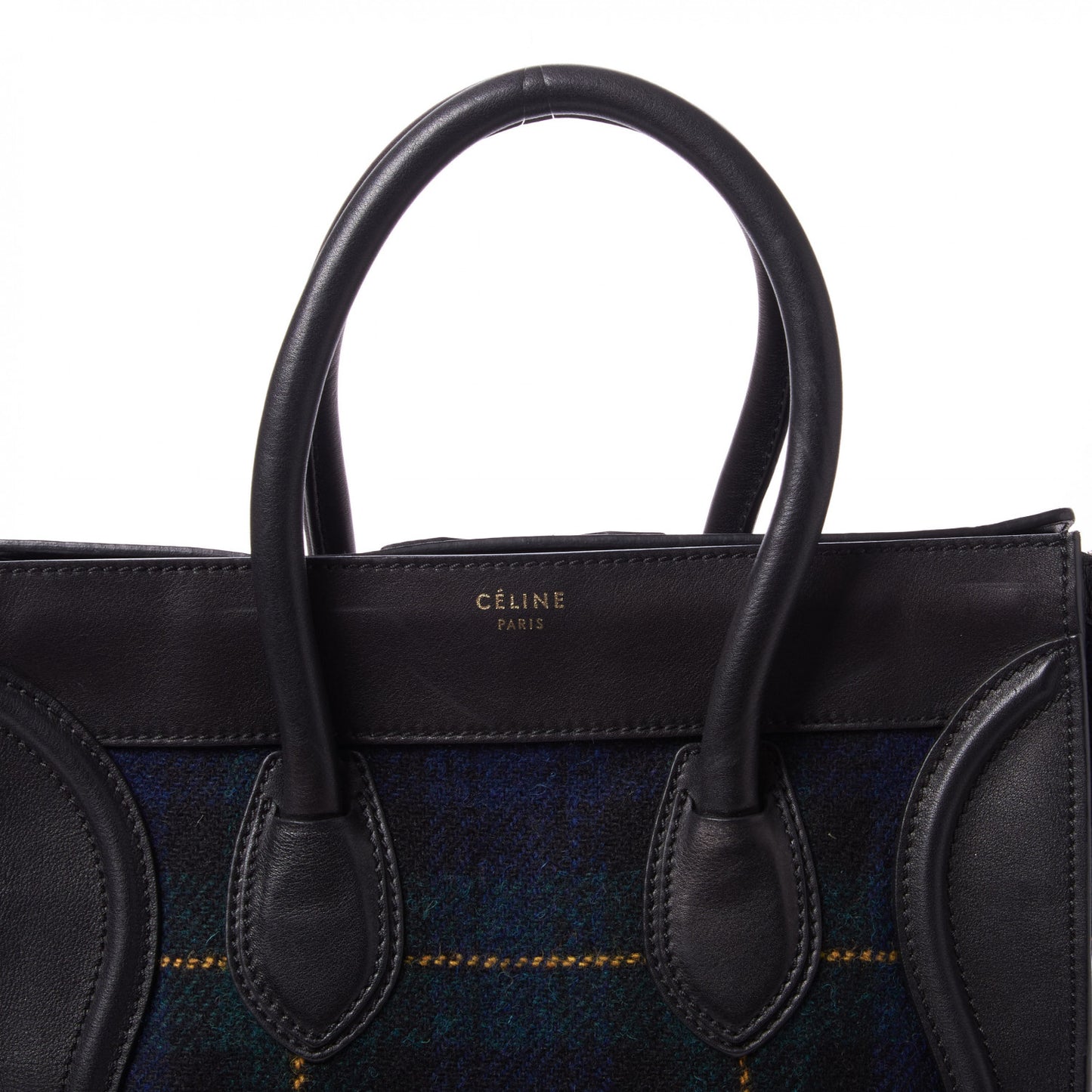 Smooth Calfskin Tweed Tartan Mini Luggage Midnight