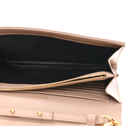Saint Laurent Grain De Poudre Matelasse Chevron Monogram Chain Wallet Dark Beige 6 of 11