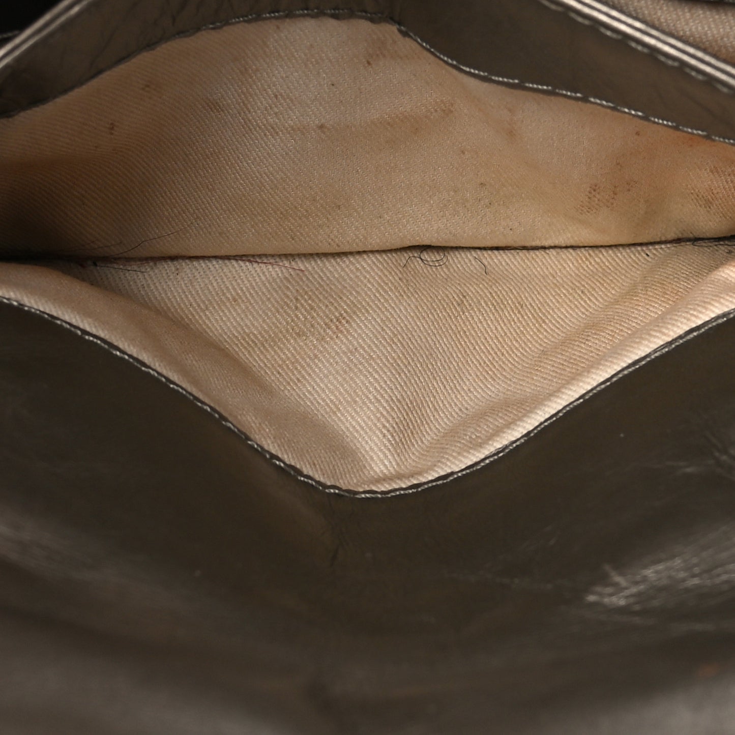 Metallic Aged Calfskin Quilted Small Flap Gold