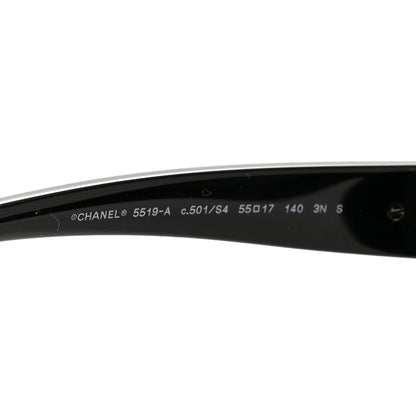 Chanel Acetate Square CC Heart Sunglasses 5519-A Black White 5 of 8