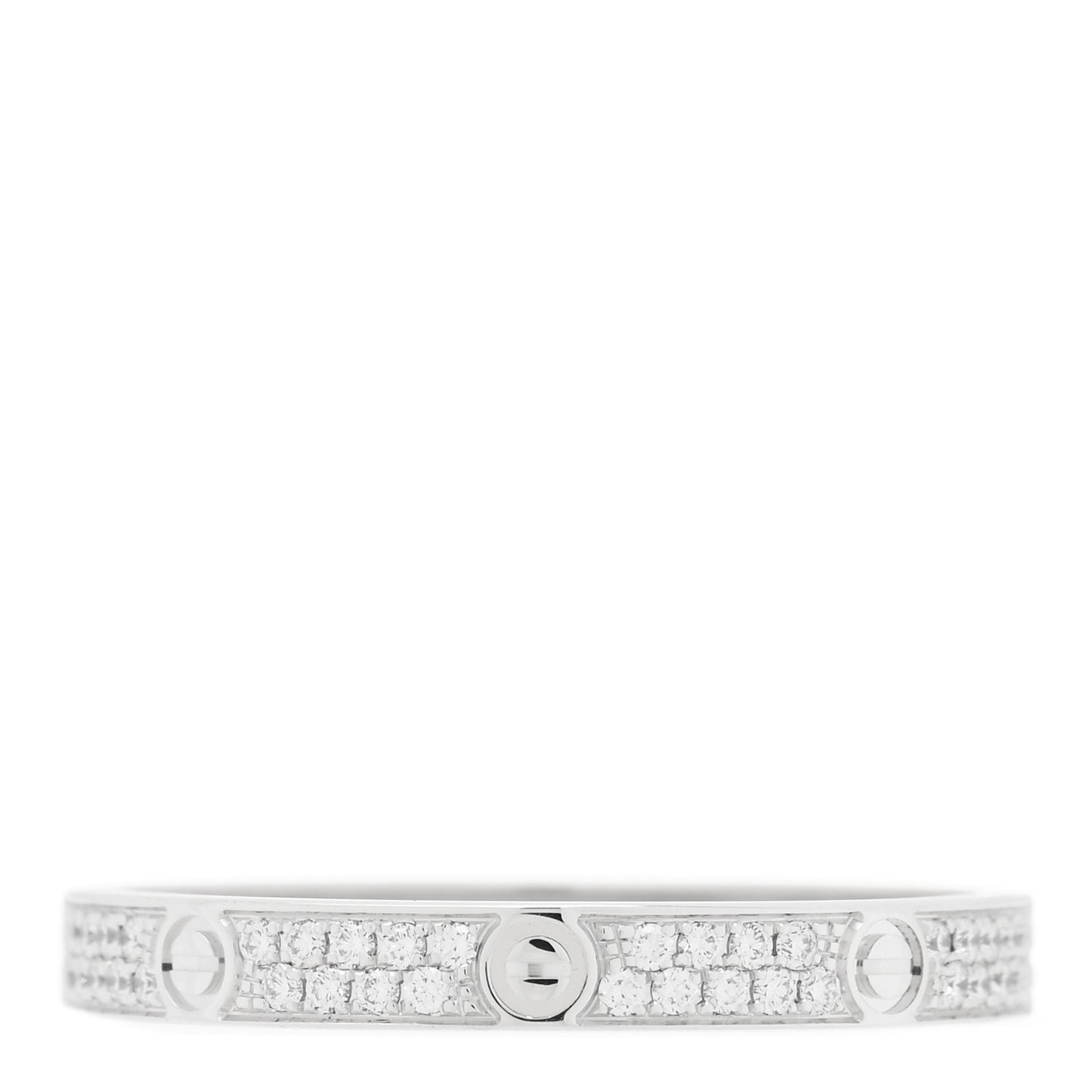 18K White Gold Diamond 2.6mm LOVE Paved Band Ring 54 7