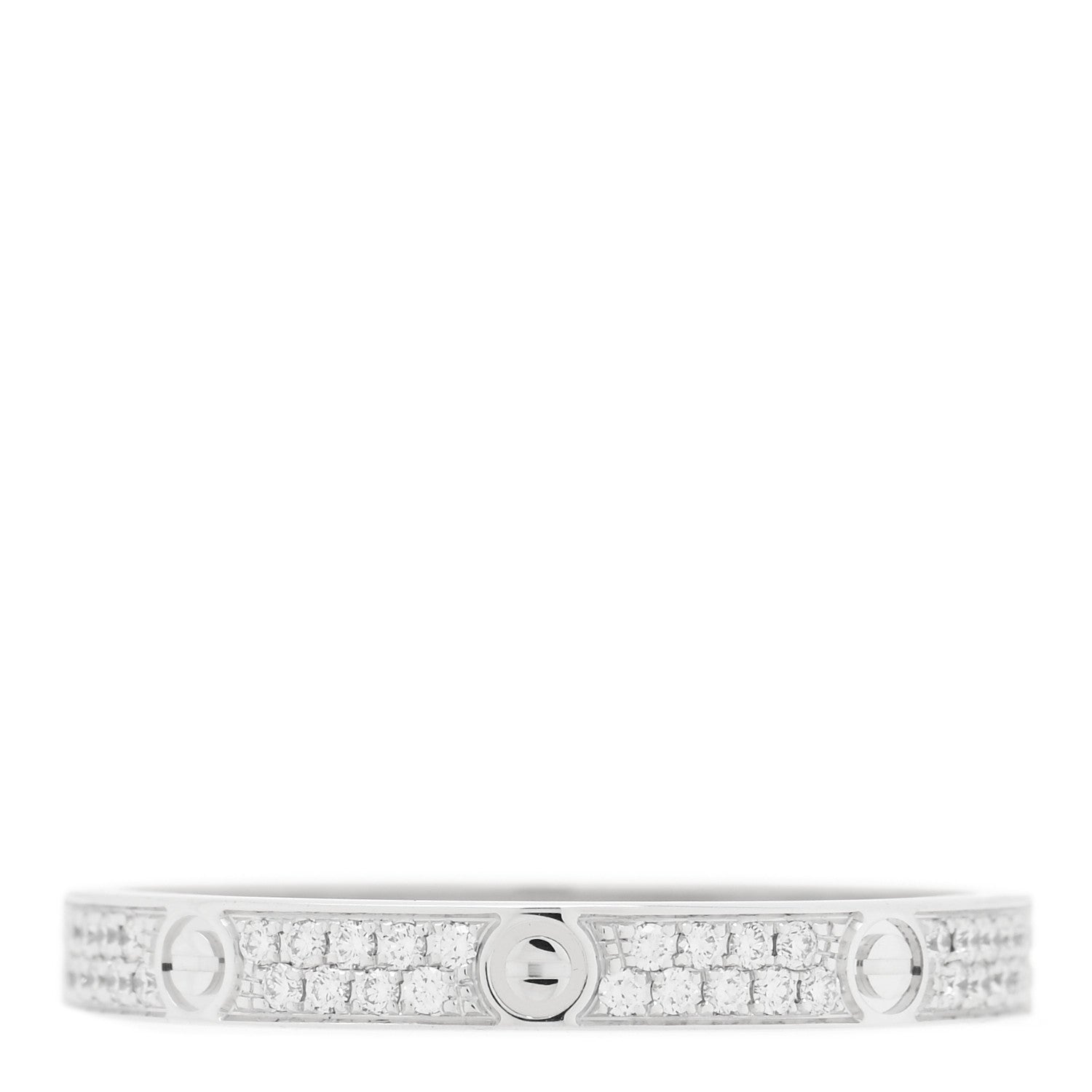 Cartier 18K White Gold Diamond 2.6mm LOVE Paved Band Ring 54 7 3 of 5