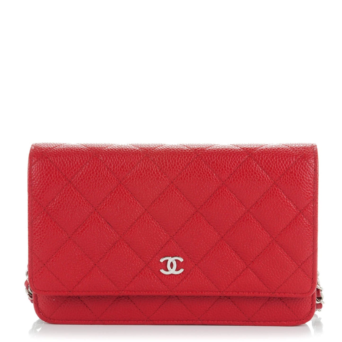 Caviar Quilted Wallet On Chain WOC Dark Red