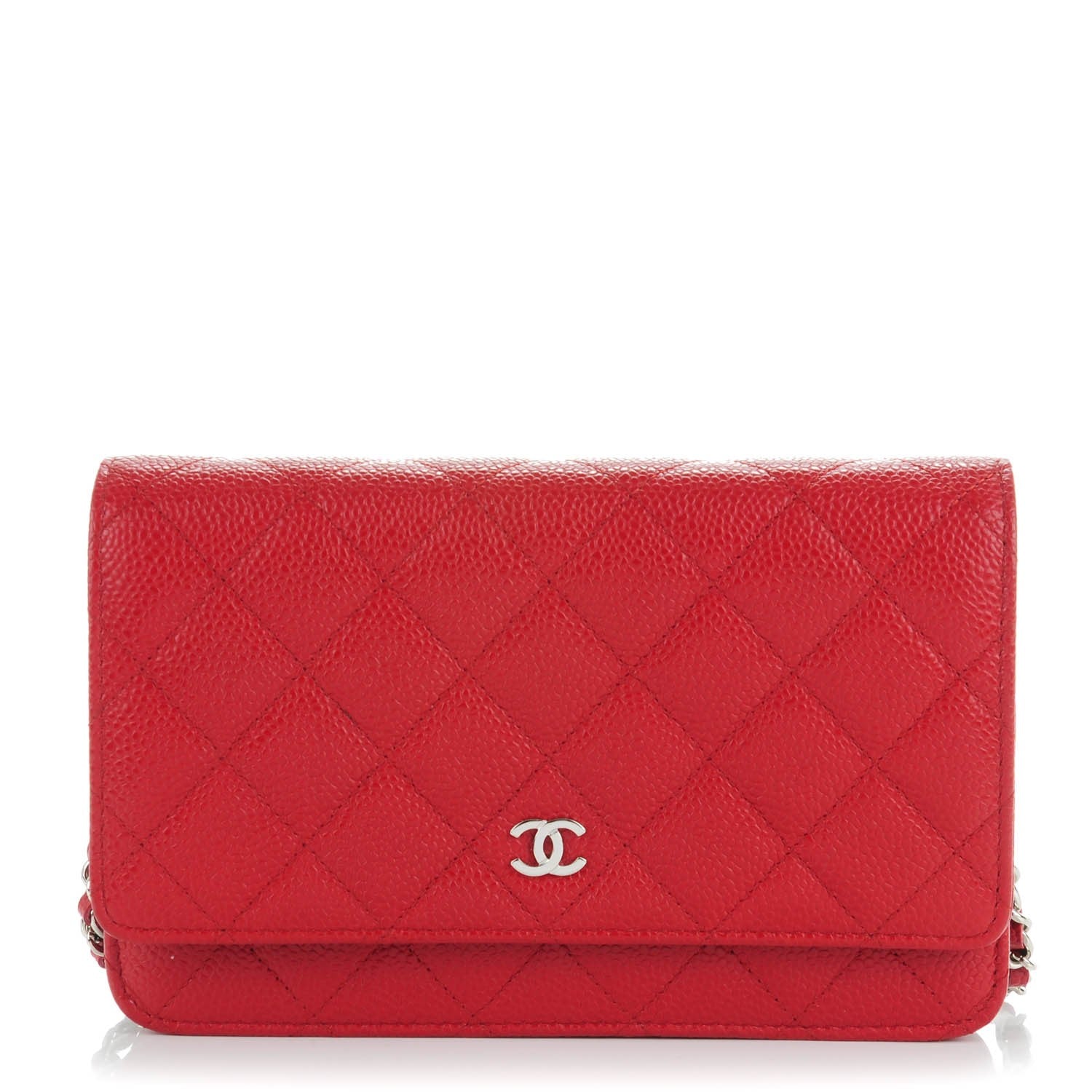Chanel Caviar Quilted Wallet On Chain WOC Dark Red 1 of 8