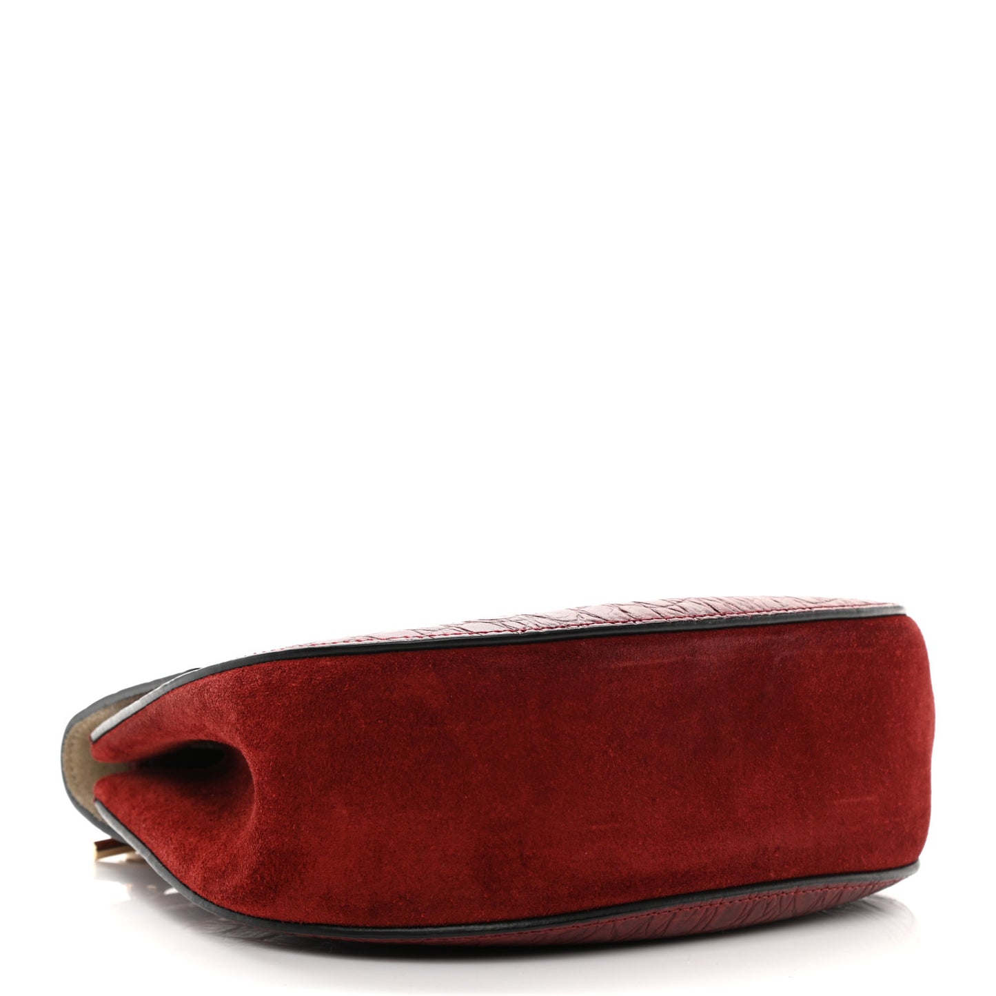 Calfskin Crocodile Embossed Drew Shoulder Bag Sienna Red