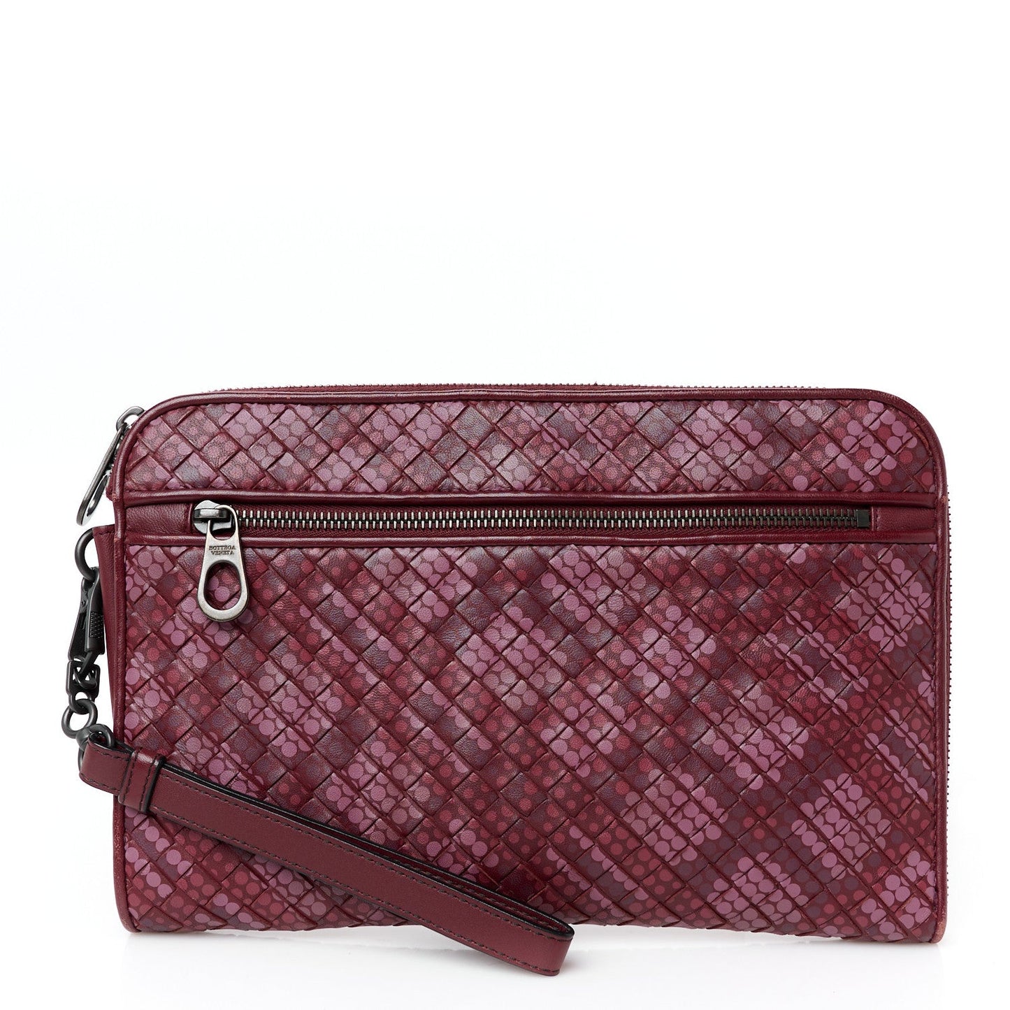 Nappa Intrecciato Polka Dot Small Document Case Burgundy