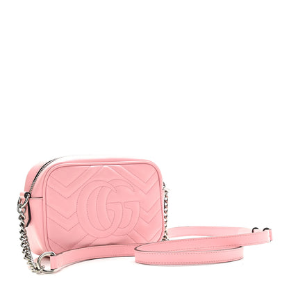 Gucci Calfskin Matelasse Mini GG Marmont Chain Shoulder Bag Wild Rose 3 of 9
