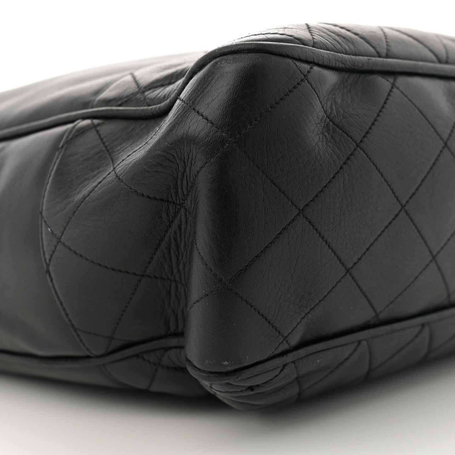 Lambskin Quilted Shopping Tote Black