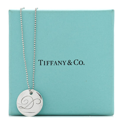 Tiffany Sterling Silver Letter D Disc Pendant Necklace 5 of 5