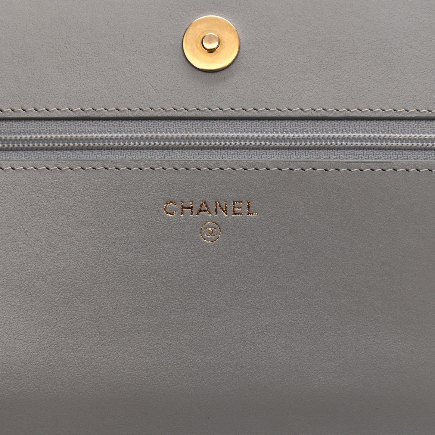 Caviar Quilted Boy Wallet On Chain WOC Grey