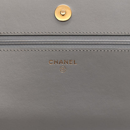 Chanel Caviar Quilted Boy Wallet On Chain WOC Grey 6 of 13