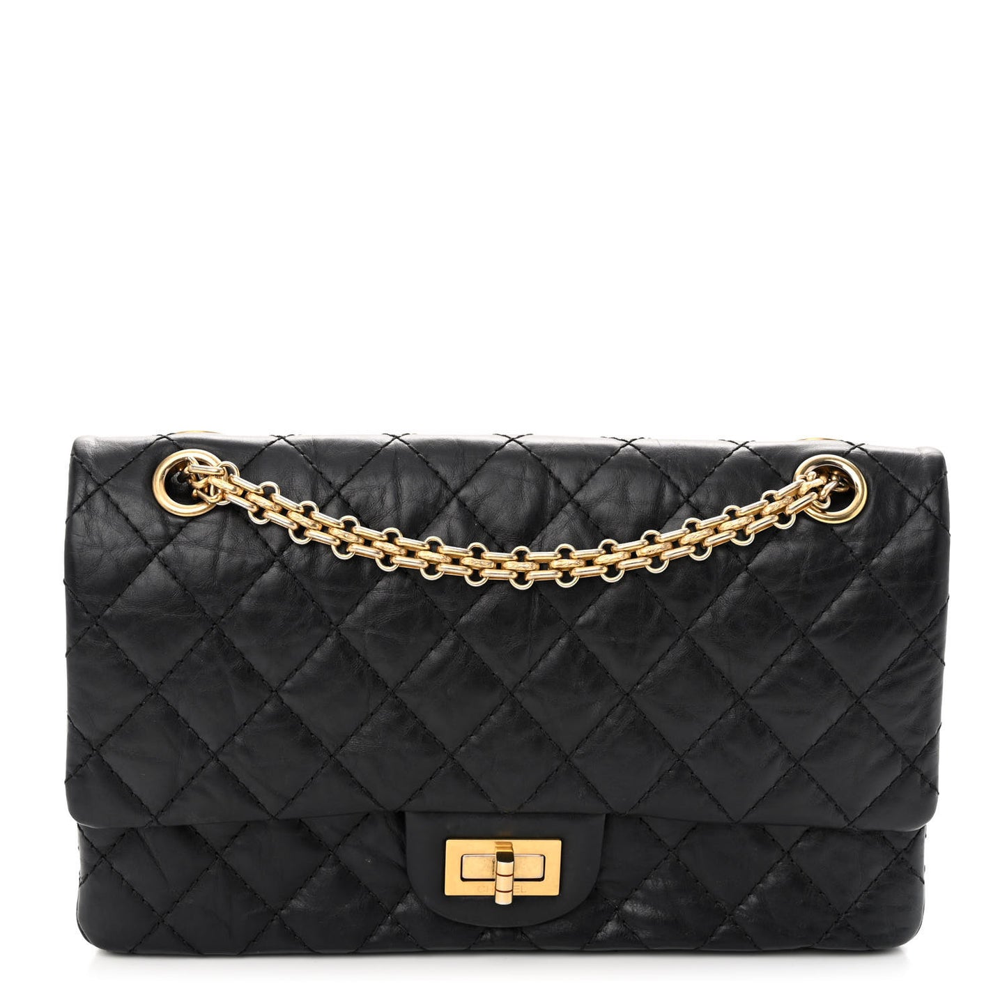 Aged Calfskin Quilted 2.55 Reissue 225 Flap Black