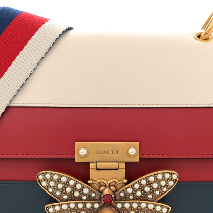 Gucci Calfskin Sylvie Web Queen Margaret Shoulder Bag Blue Agata Hibiscus Red Mystic White 8 of 16