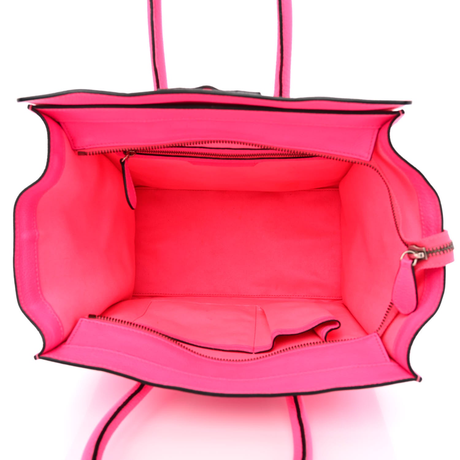 Celine Drummed Calfskin Mini Luggage Fluo Pink 5 of 14