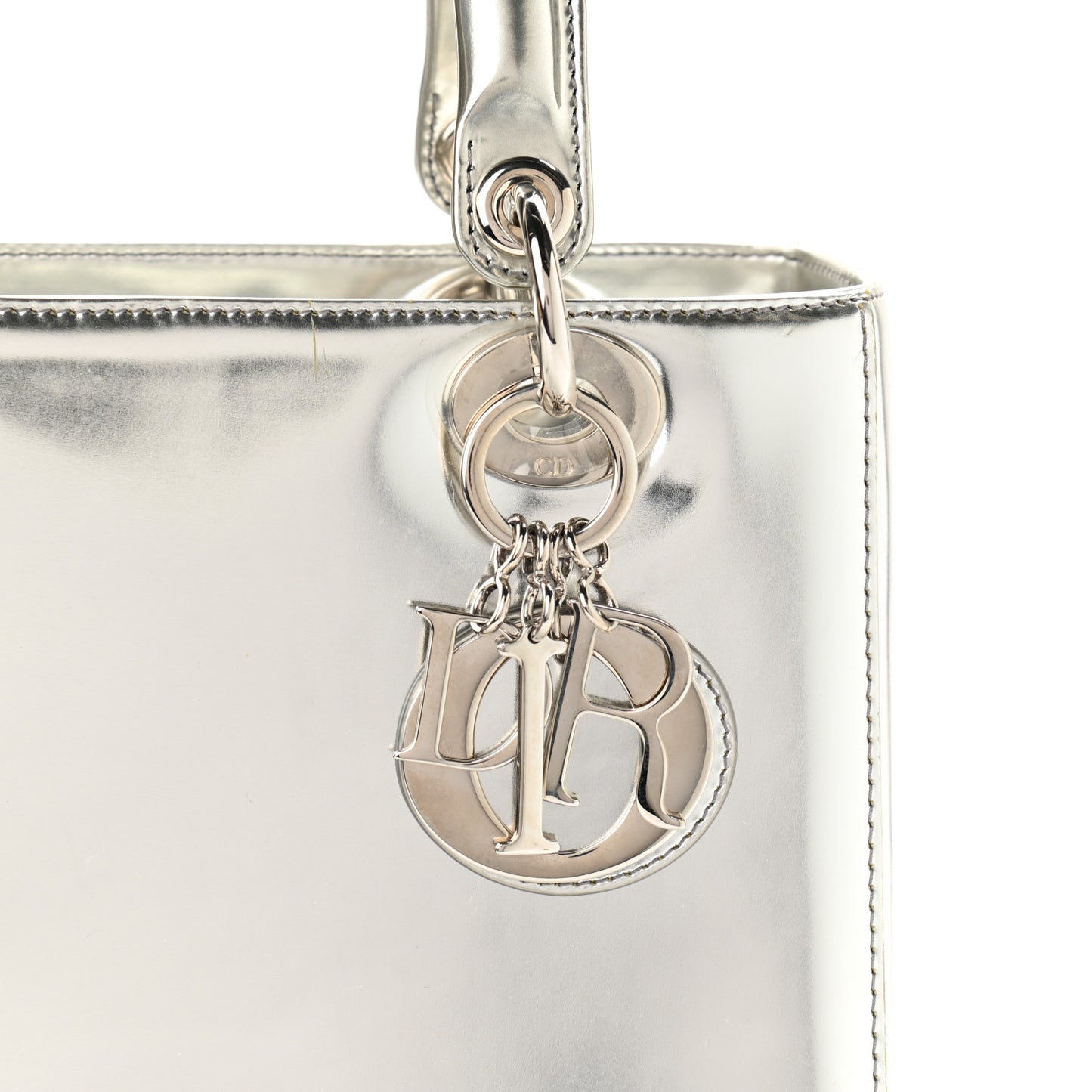 Metallic Patent Calfskin Medium Lady Dior Silver