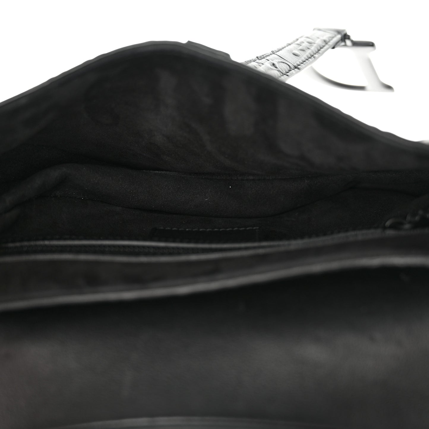 Calfskin Embossed Oblique Saddle Bag Black Black