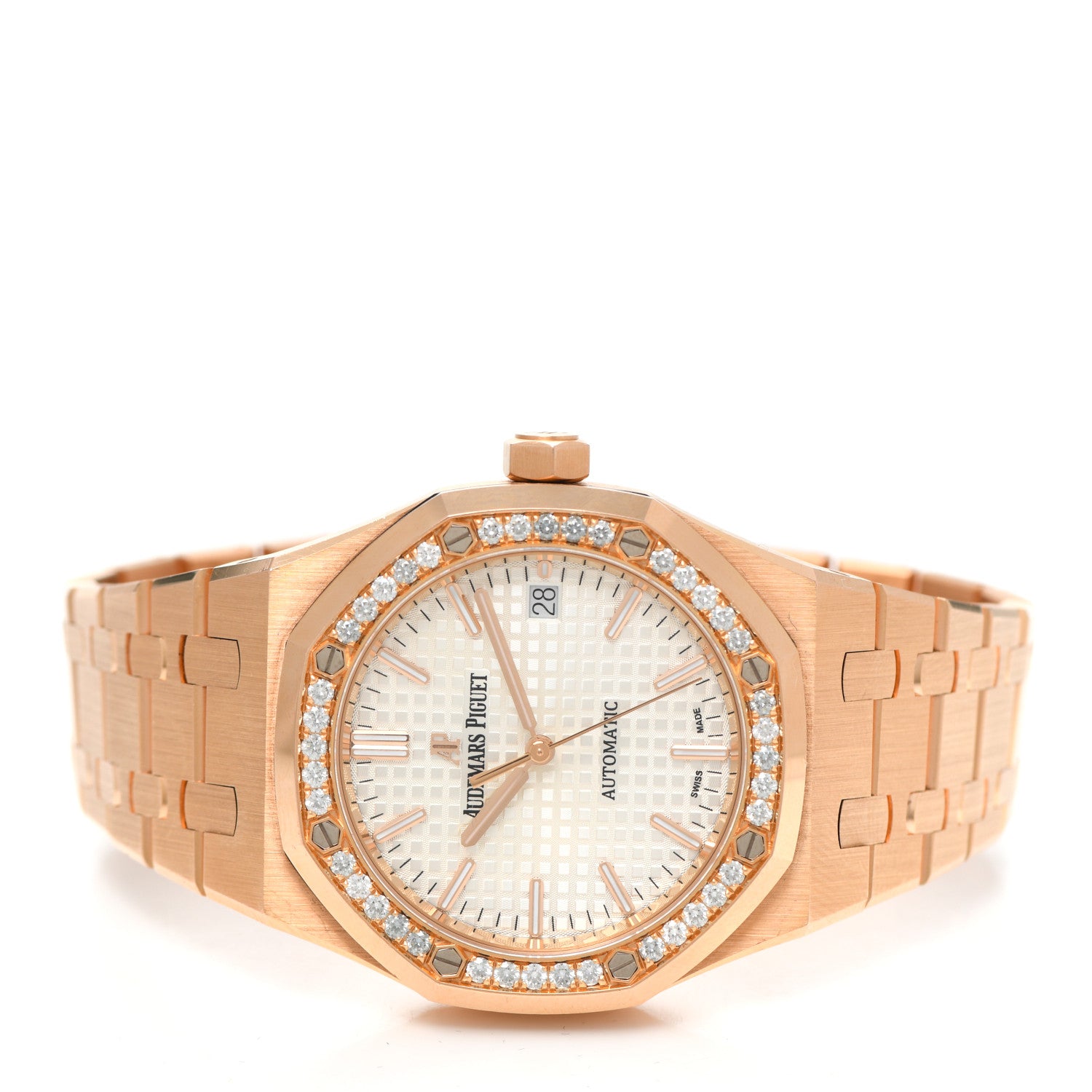 Audemars Piguet 18K Rose Gold Diamond 37mm Royal Oak Automatic Watch 15451OR.ZZ.1256OR.01 2 of 6